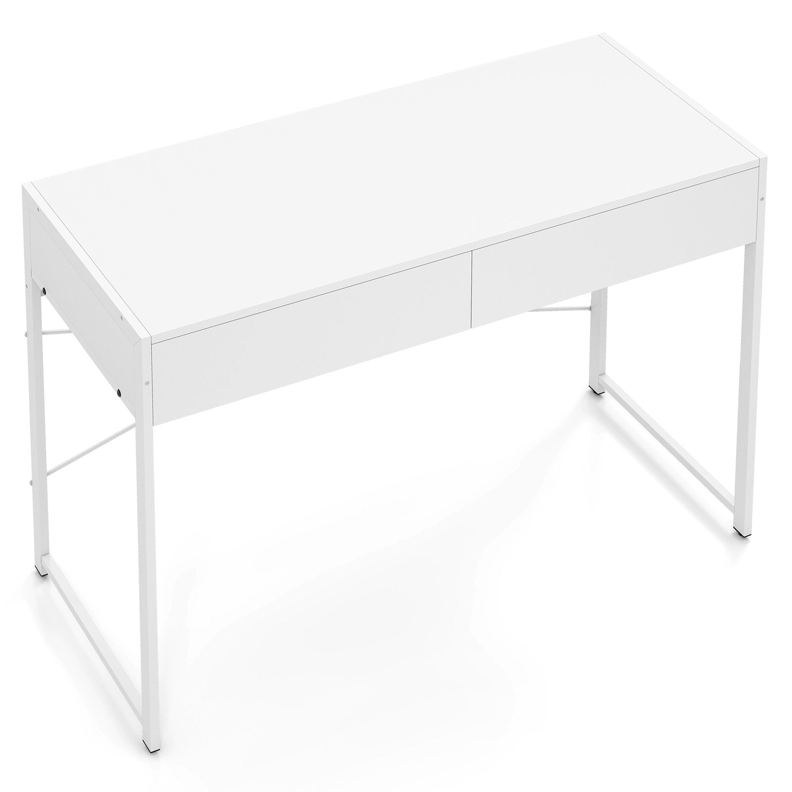 Computer Desk with 2 Drawers Vanity Table with Heavy-Duty Metal Frame-White